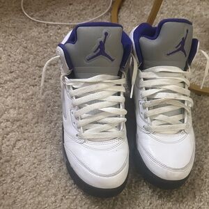 White and Purple Air Jordan Sneakers